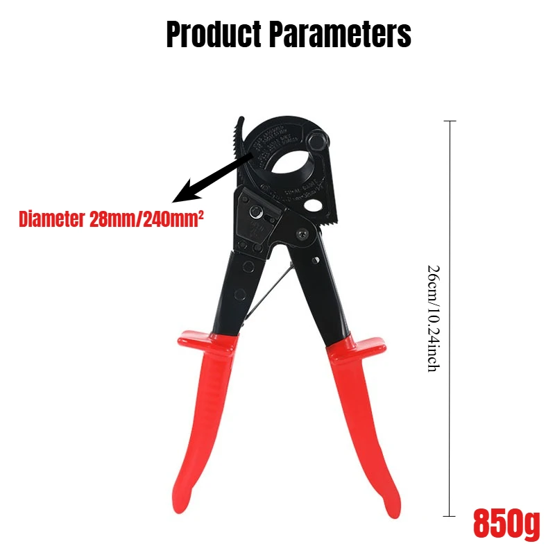 1 قطعة 10/11 بوصة قاطع السقاطة قطع الأسلاك السريعة وقاطع الكابلات ، مقبض مريح كماشة قطع الأسلاك متعددة الوظائف #6