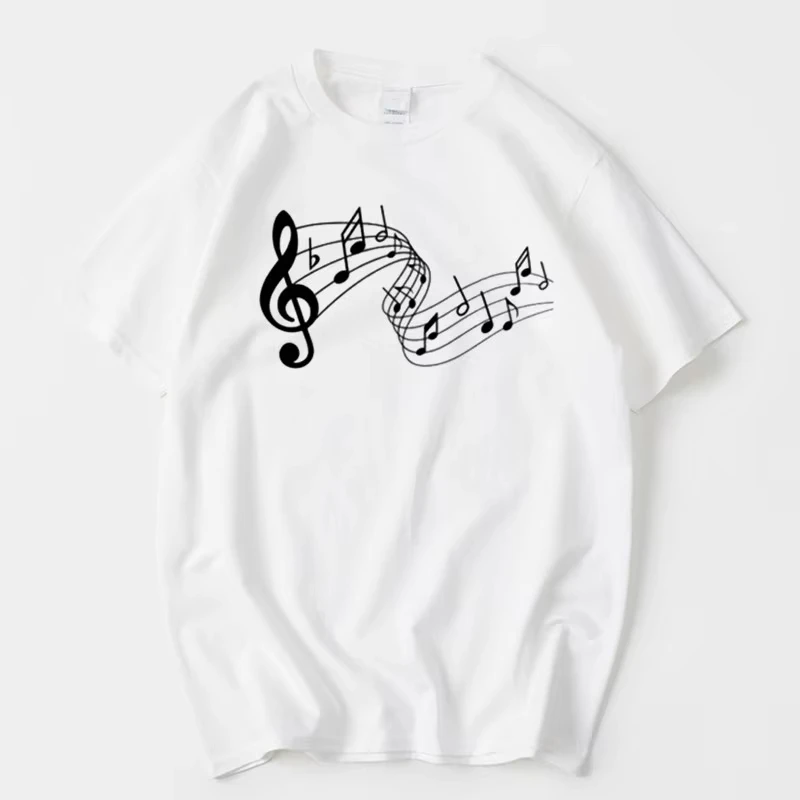 Funny Music Note Women Tees Minimalist Musical Staff Tshirt Female Clothes Short Sleeve Tops Fashion Graphic Shirt Musician Gift