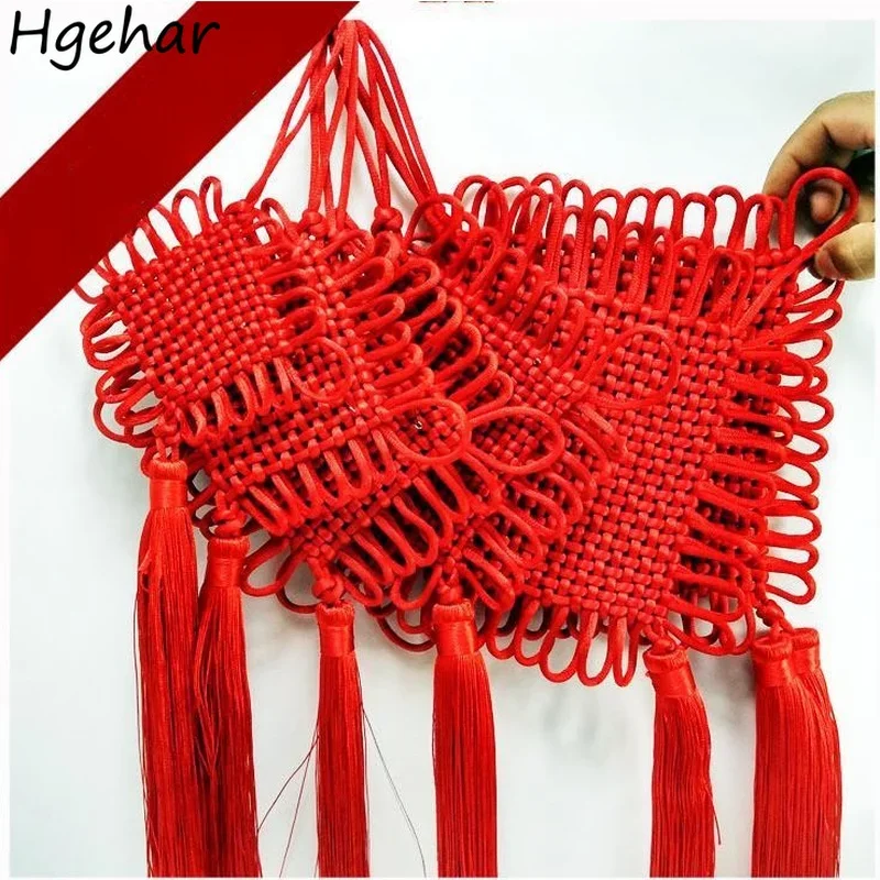 شرابات الحلي الأحمر قلادة معلقة الصينية عقدة محظوظ الديكور المنزل السنة الجديدة شعبية خمر تقليد سيارة السعادة نسج