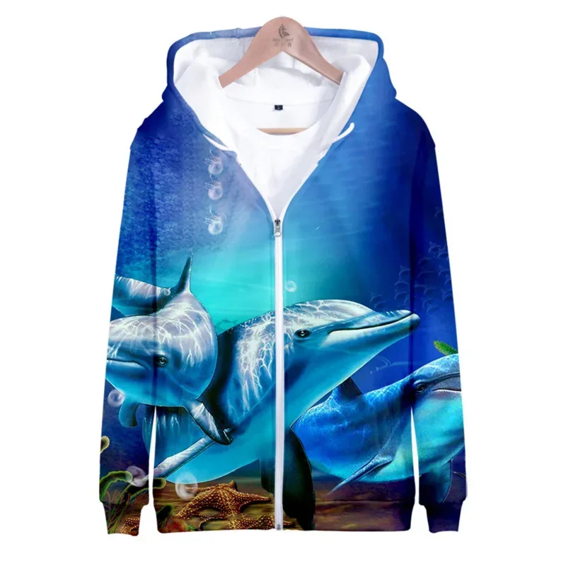 Animal Dolphin 3D Print Zip Up Women/Men Hoodie Sweatshirt Streetwear Hip Hop Zipper Hooded Jacket Male Casual Sportswear