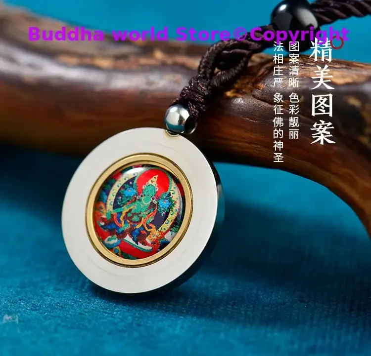 Buddhism exorcise evil spirit good luck Titanium fortune god Shurangama Mantra Tara Guan yin buddha Pendant Amulet talisman