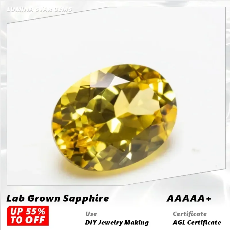 

L-Lab Grown Sapphire Canary Yellow Color Oval Cut Charm Beads for Diy Jewelry Making Bracelet Materials Selectable Certifica