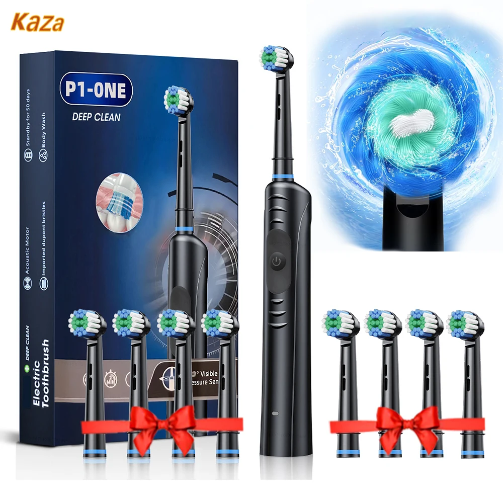 Electric Toothbrush Rotary Electric Toothbrush for Adults  Rotating Electric Toothbrush with 8 Heads Rechargeable Teeth Whitenin