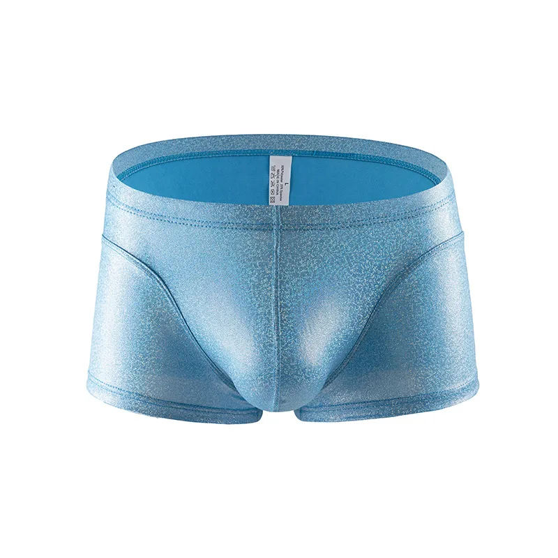 Men's Shiny Metallic Boxer Briefs Low-Rise Form-Fitting Underwear Youth Fashion Comfortable Boxy Underpants