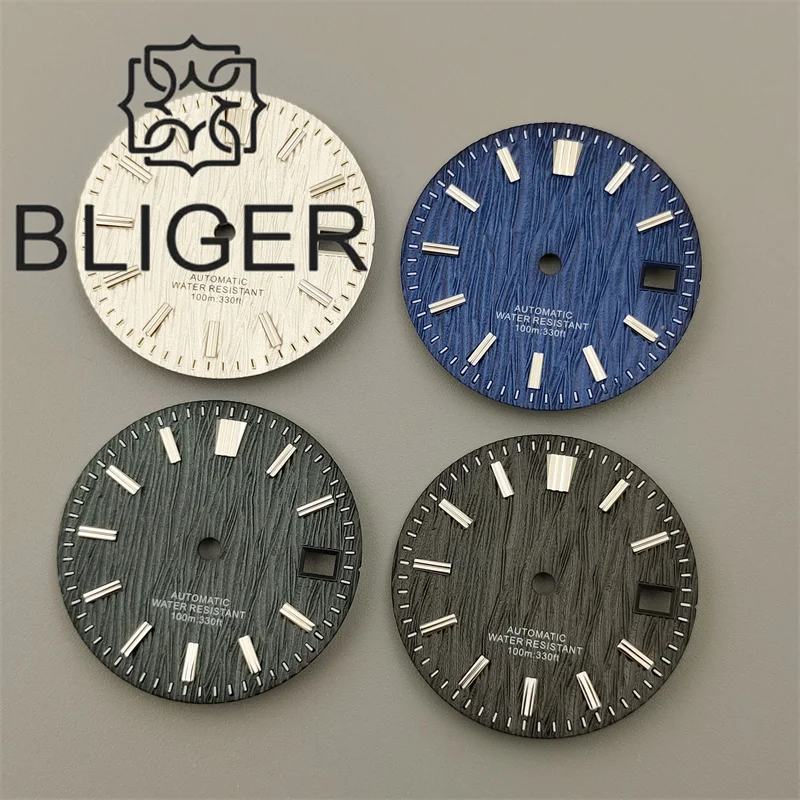 bliger-time-marks-fit-for-movement-watch-dial-with-birch-texture-design-preto-azul-branco-verde-escuro-prata-nh35-nh36-29mm