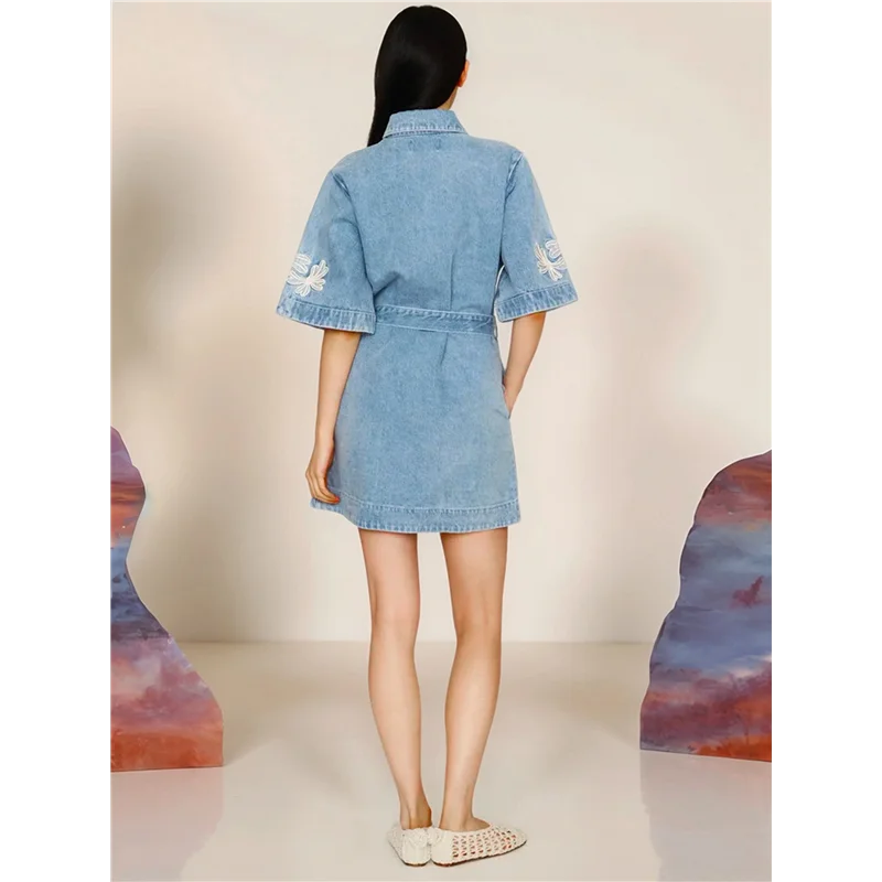 AOAO – Vestido feminino floral de algodão e linho com amarração e gravata boêmia para praia (com cinto)