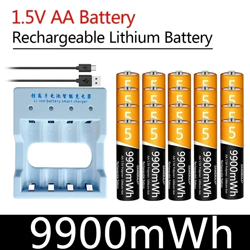 AA Battery 1.5V AA Rechargeable battery Polymer lithium ion battery 9900mWh for remote control mouse small fan Electric toy