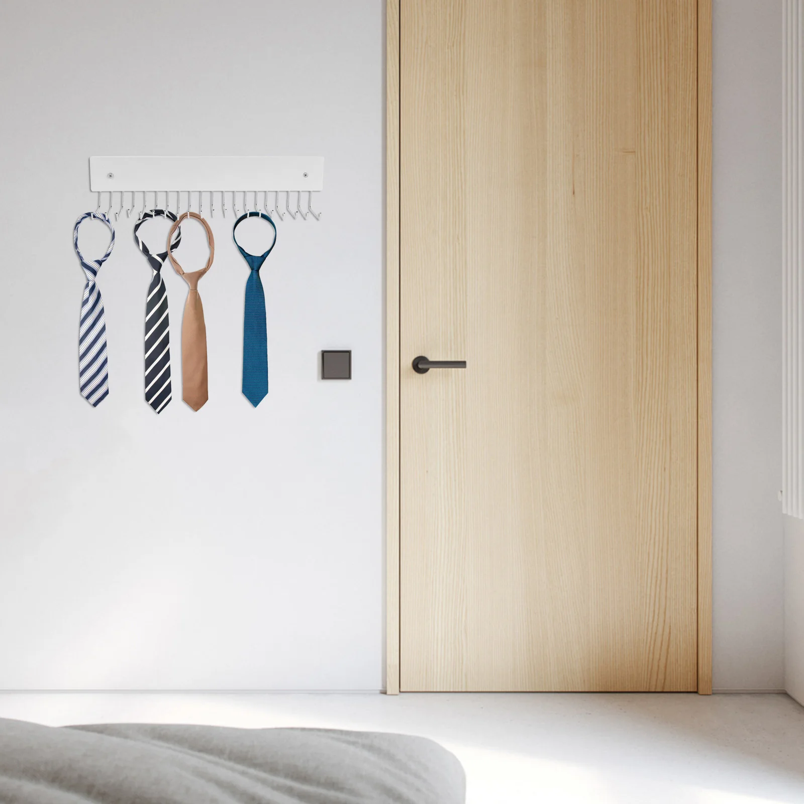 

Tie Storage Rack Belt Organizer Wall Mount White Women Bag Closet Hanger Space Saving Rotating Design Multifunctional Tie Holder