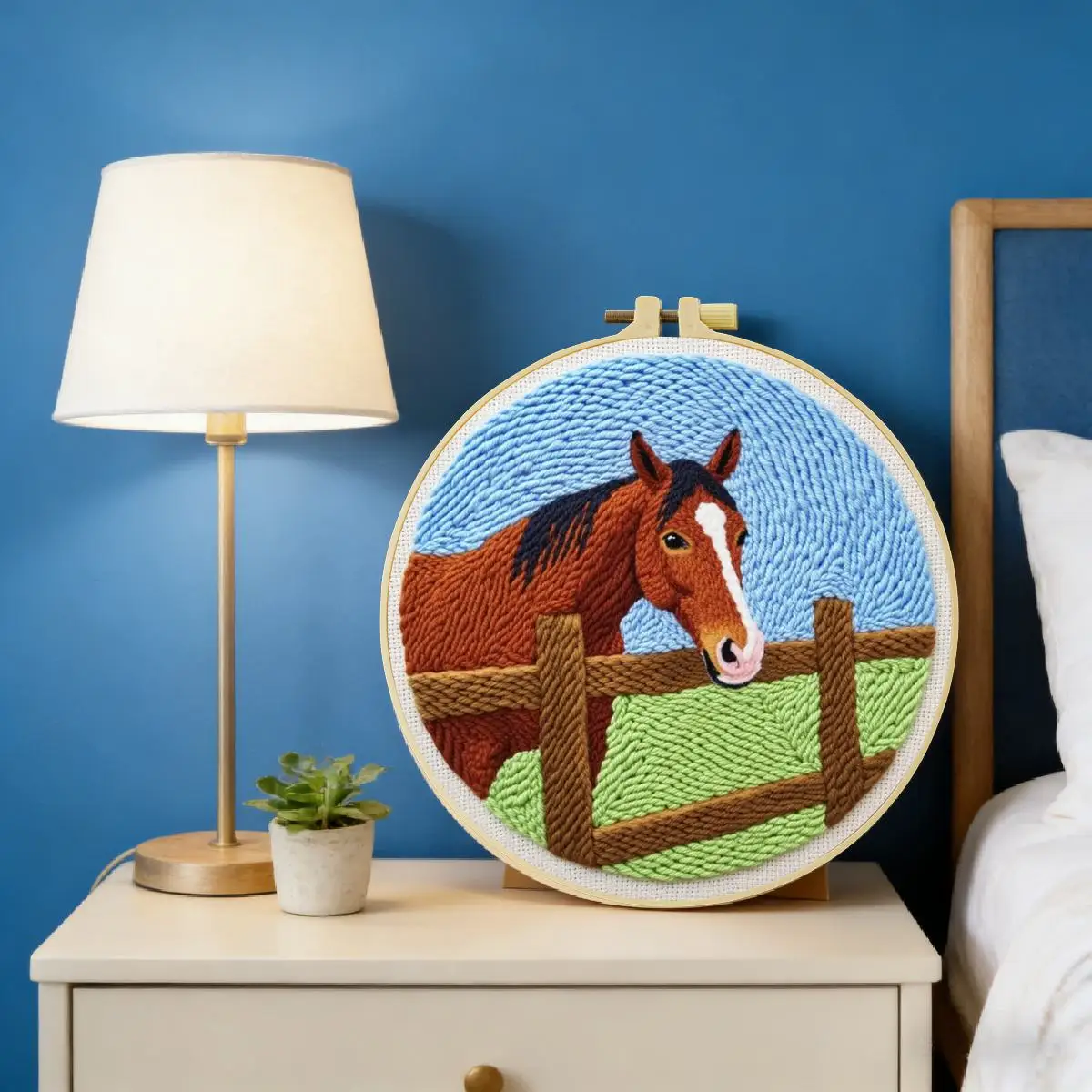 20X20CM/7,87 Zoll Tier - Pferd Stanznadel-Stickset, Stickerei-Kit, Strickstickerei, DIY Handgemachtes Geschenk – Detail 3