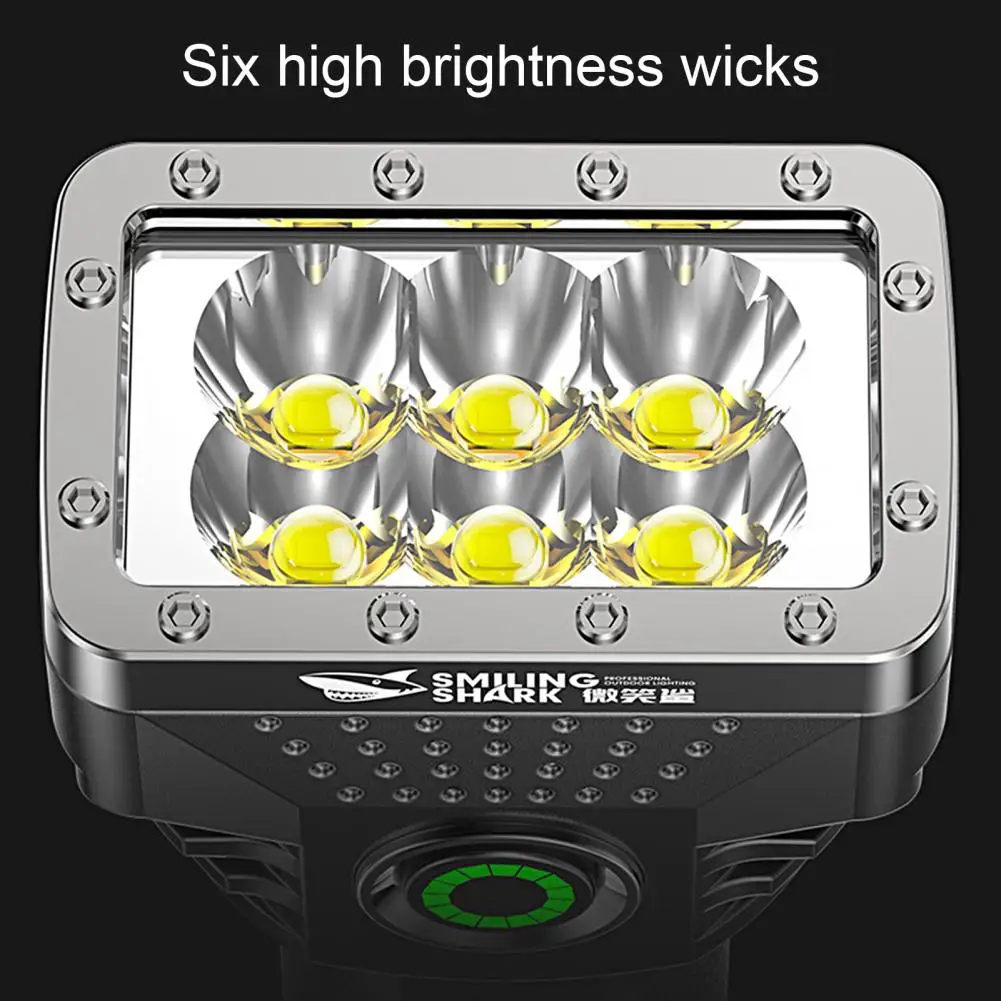 

Outdoor Flashlight 1 Set Practical 6 Light Bulbs Aluminum Alloy High Lumens Outdoor Torch Light for Camping