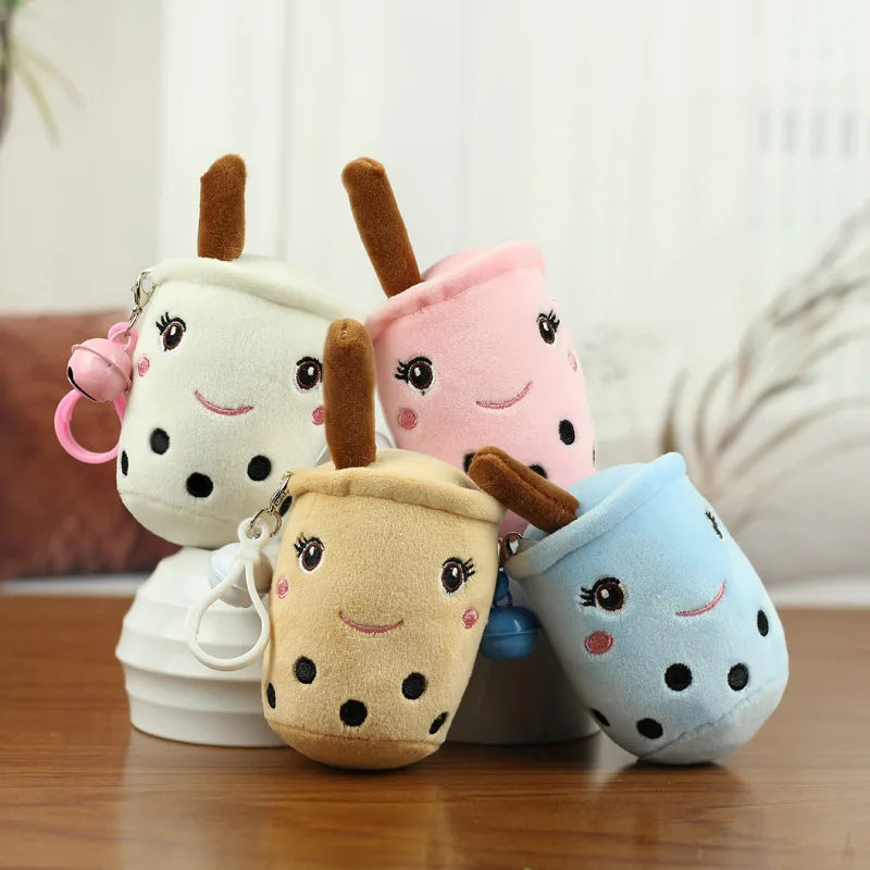 Leite Tea Cup Pendant Keychain, Plushies criativos recheados macios dos desenhos animados, brinquedos bonitos do luxuoso, presentes da mochila, Kawaii