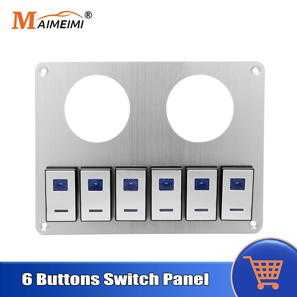 

Панель переключателей 12 В/24 В, 6 кнопок, автомобильный морской автоматический выключатель, светодиодный цифровой вольтметр, два USB-порта, фонари включения/выключения с отверстием 52 мм