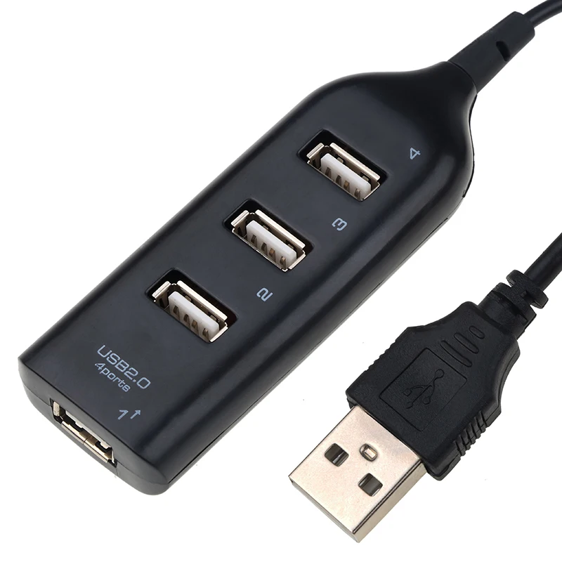 Mini divisor USB de 4 puertos, adaptador expansor múltiple USB 2,0 de alta velocidad para PC, portátil, accesorios para ordenador portátil