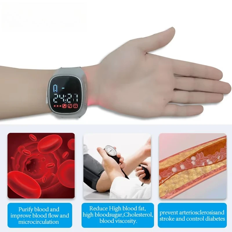 Home Used Diabetes Cure Medical Red Light Laser Watch for Reduce Sugar Care Physical Therapy
