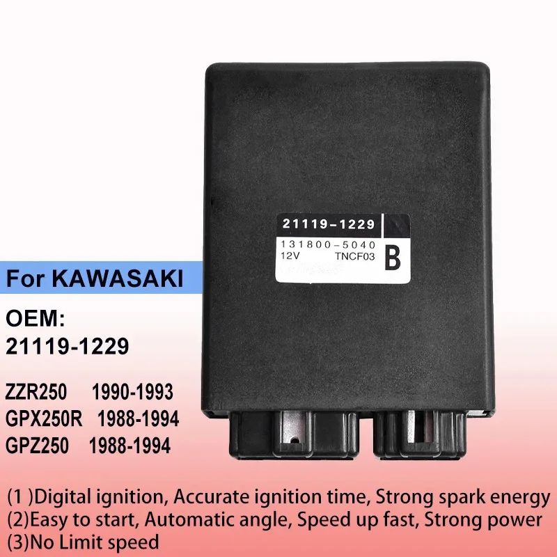 Digital Ignition CDI Igniter Stable Output Starter Ignitor For KAWASAKI ZZR250 GPX250R GPZ250 EL250 1988-1994 21119-1229 8Pin