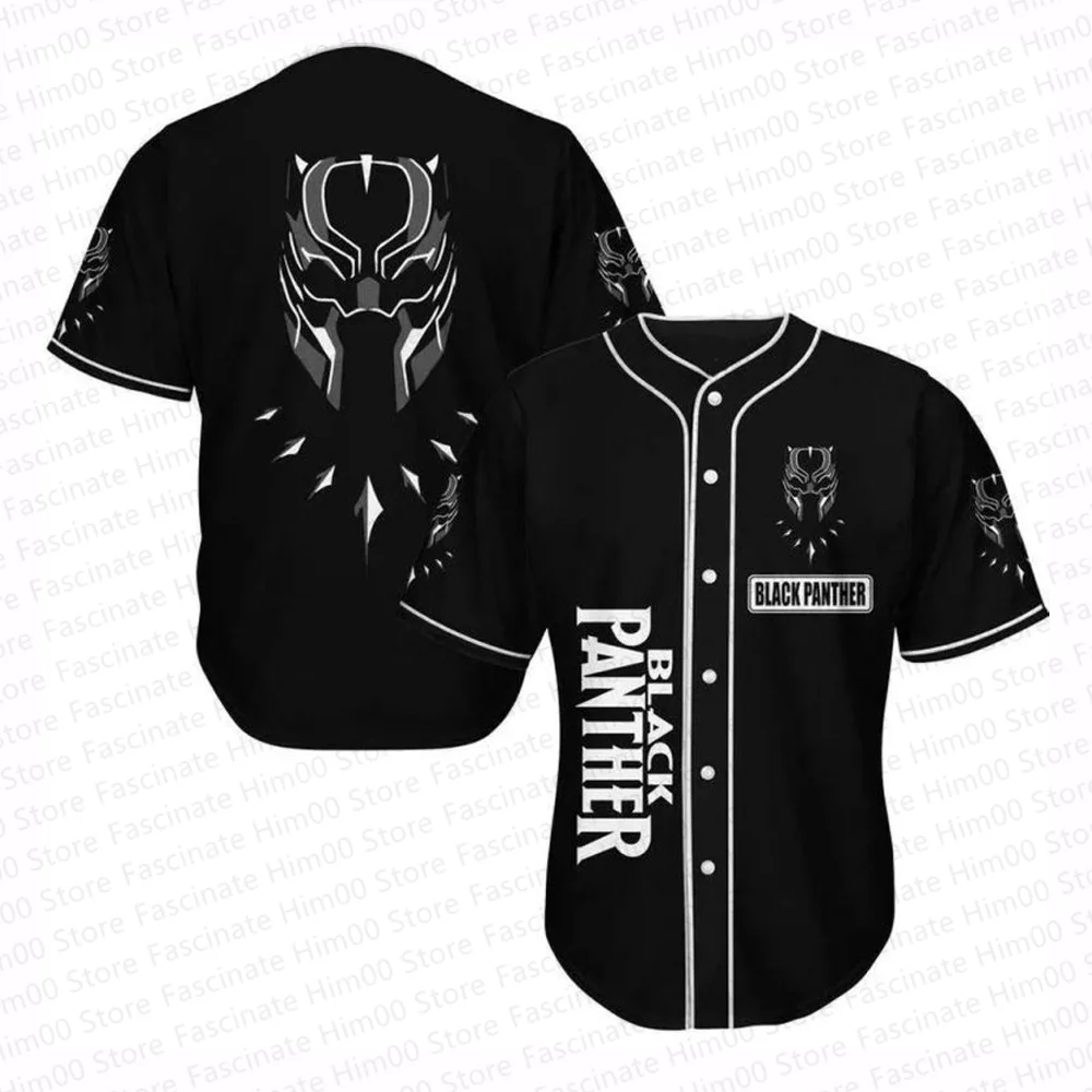 New Black Panther Baseball Uniform Tshirt Mens Black Baseball Uniform Sports T shirt Boys Cool Baseball Uniform Set Party Tshirt