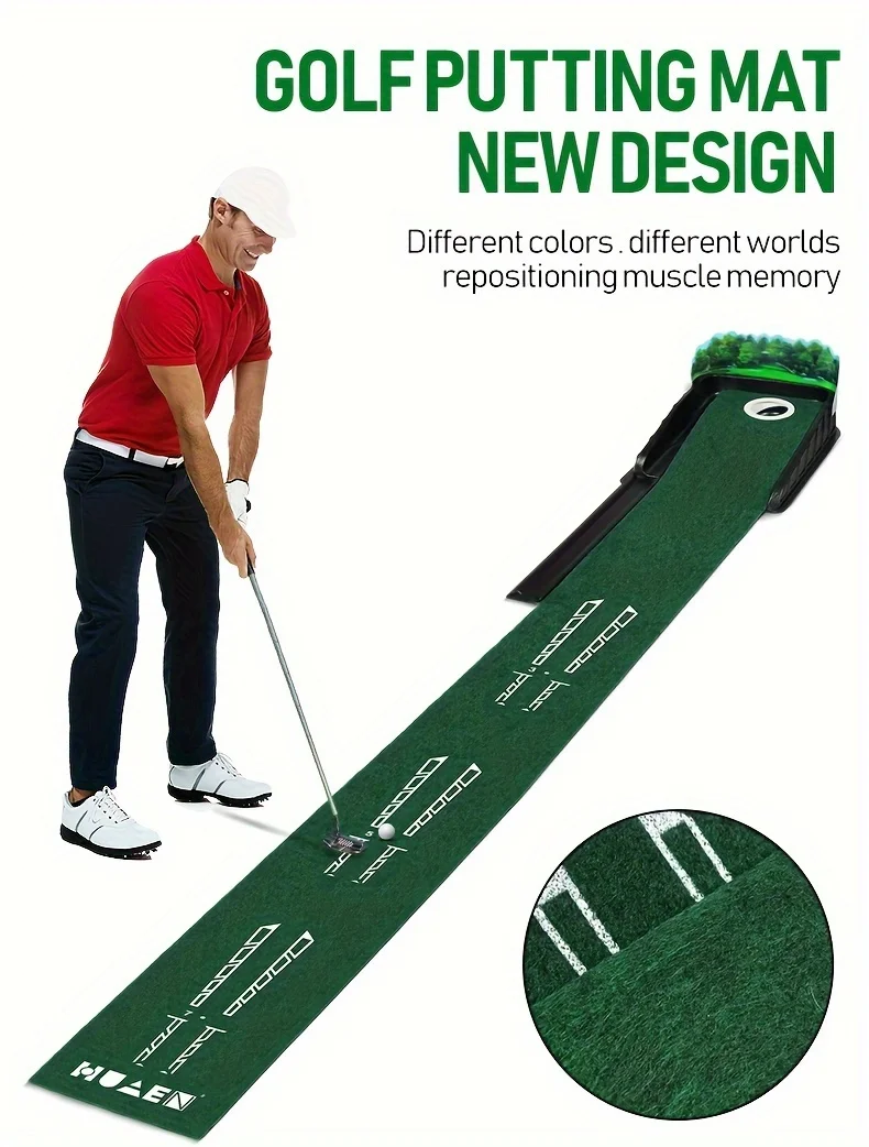 Golf Spelen-Indoor Putting Mat Met Auto-Ball Return & Ball Collector - Putter Uitlijning Gidsen Op 3, 5 & 7 Voet-Buiten