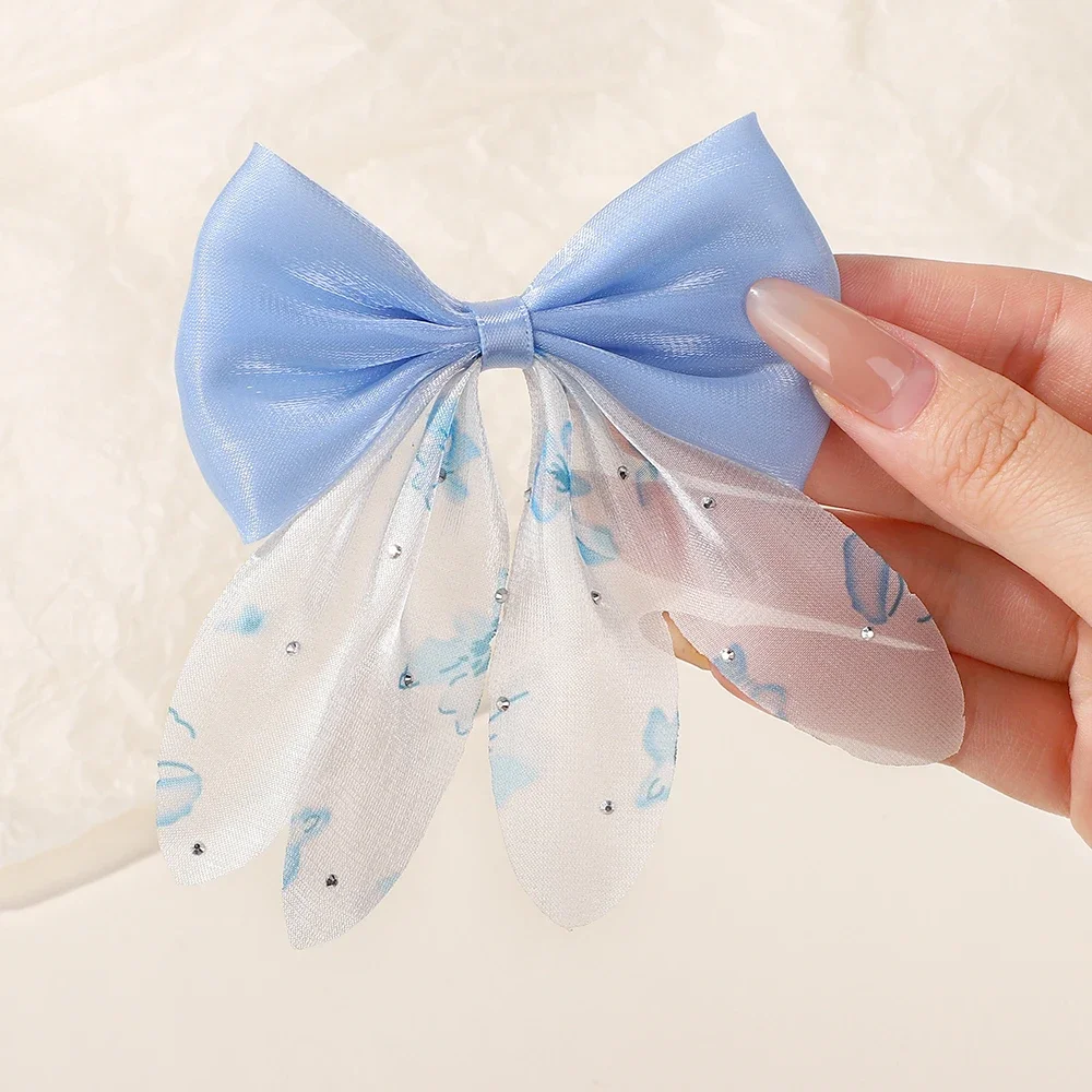 

2pcs/Set Multi-Color Sweet Bow Hairpins Chiffon Printed Hair Clips for Girls Princess Holiday Party Hair Accessories Claw Gift