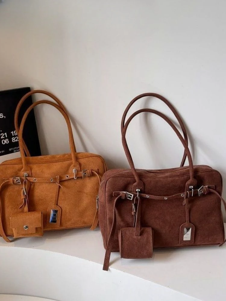 Short Trip Handbag Bag Women's High-end Matte Fleece Large-capacity Commuter Shoulder Bag Exquisite Personality Simple Leisure