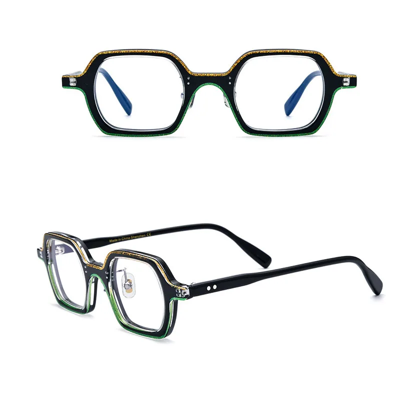 

Belight Optical Square Shape Bling Color Design Colorful Acetate Women Vintage Retro Spectacle Frame Prescription Lens 19308