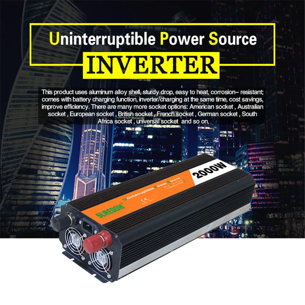 3000W DC to AC Power Inverter  12V 24V TO 110V 220V Automatic  UPS  Power Supply