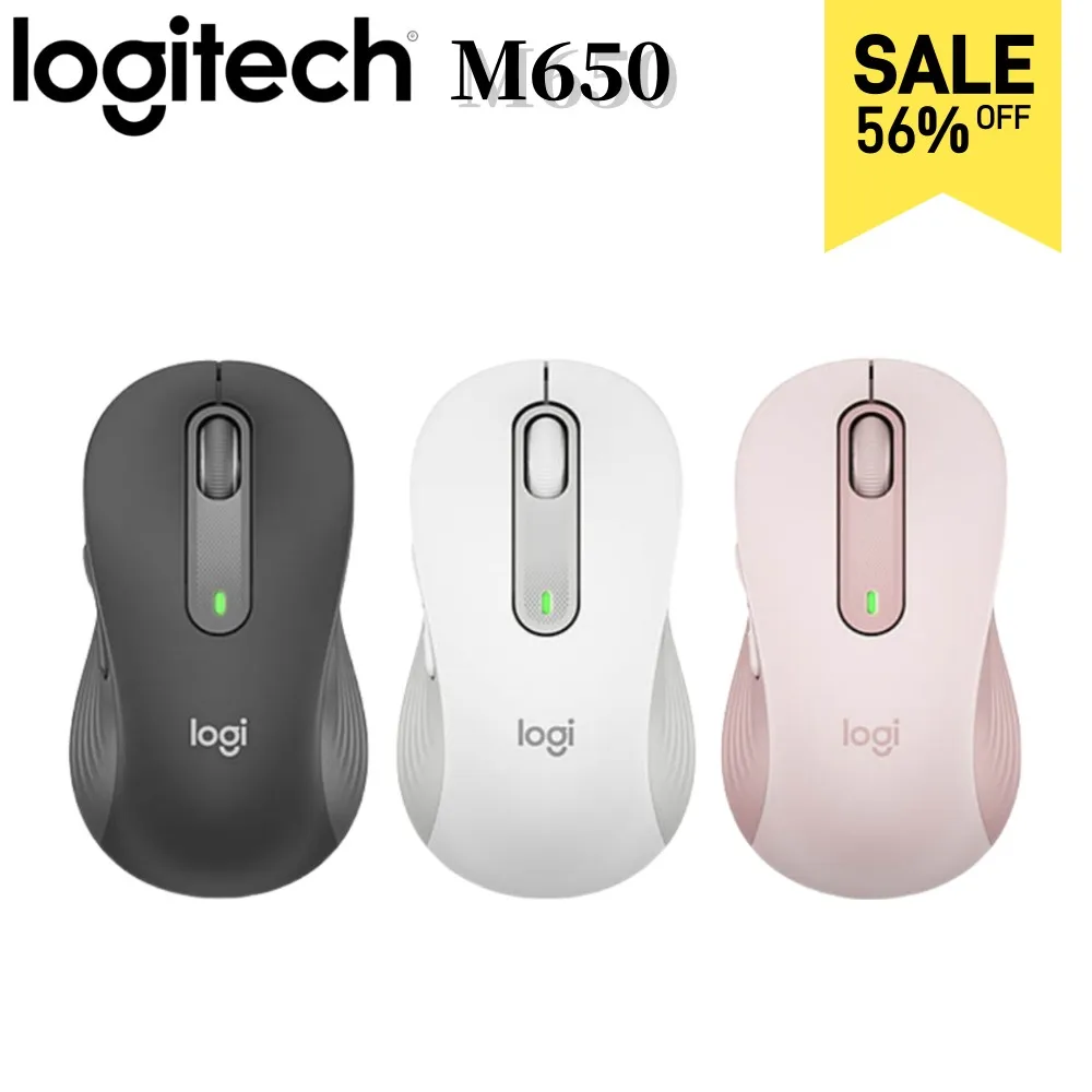 

Logitech M650 Wireless Bluetooth Mouse Silent for Office Laptop Use Compatible with PC Mac Multi-Device Right-Hand Orientation