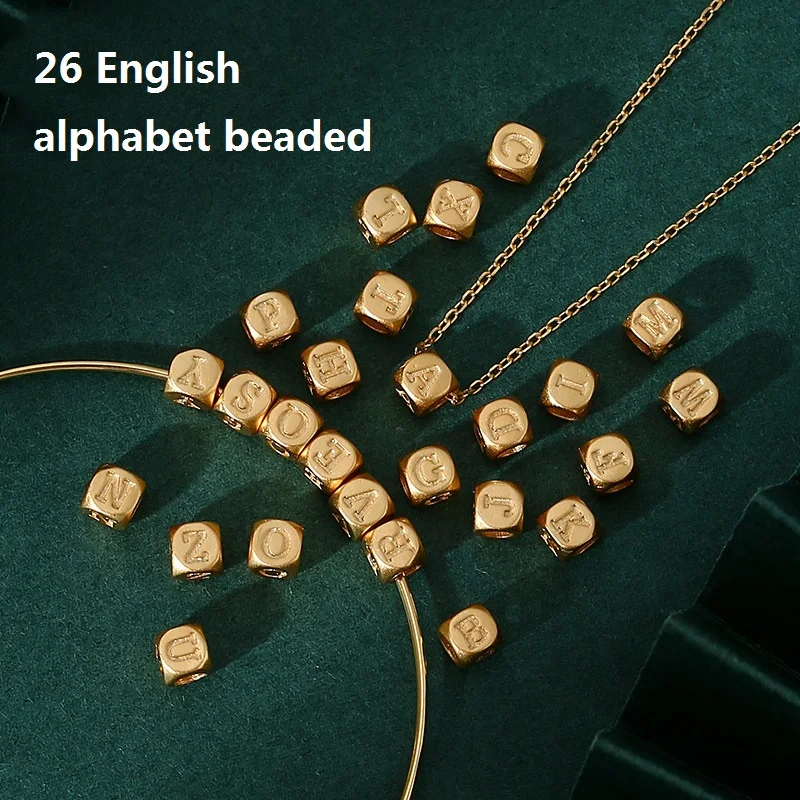 Ancient Gold Block Beads 26 Letter Minimalist Design Bracelet Bracelet Bracelet Editor Sand Gold Loose Beads Necklace Beads