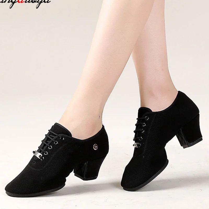 Zapatos de baile latino para mujer, zapatos de baile de salón, Jazz, Salsa, tacones altos, entrenamiento de 5cm, zapatillas de baile de Tango modernas para mujer