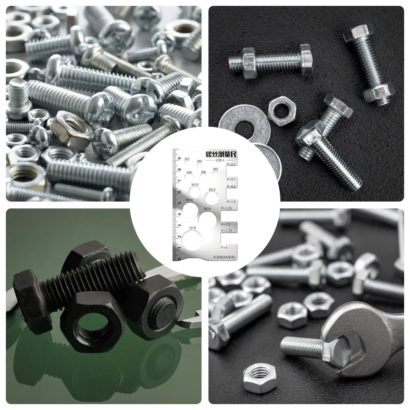Thread Checker Screw Measurement Ruler Stainless Steel Caliper Metric Gauge Tool For Measuring Screw Pitch Bit Bolt Nut Screw