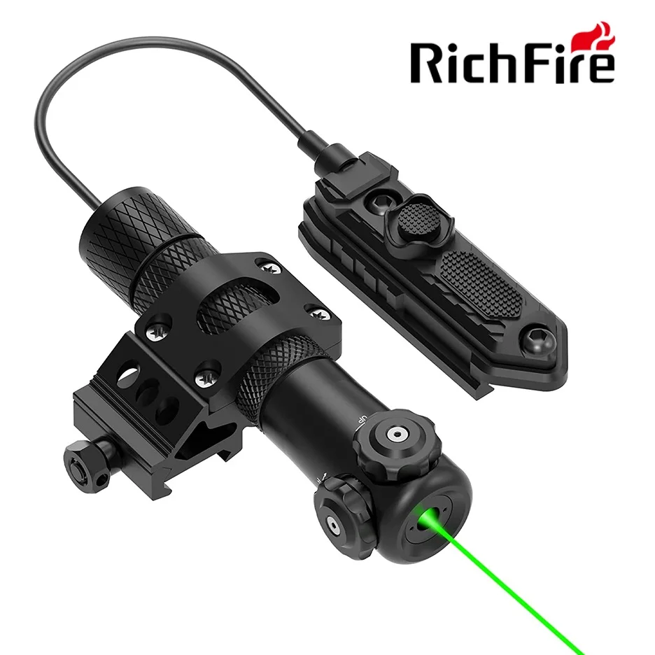 Ajuste sem ferramentas Green Dot Rifle Âmbito, lanterna, mira laser verde, Picatinny Mount, interruptor de pressão, 20 milímetros