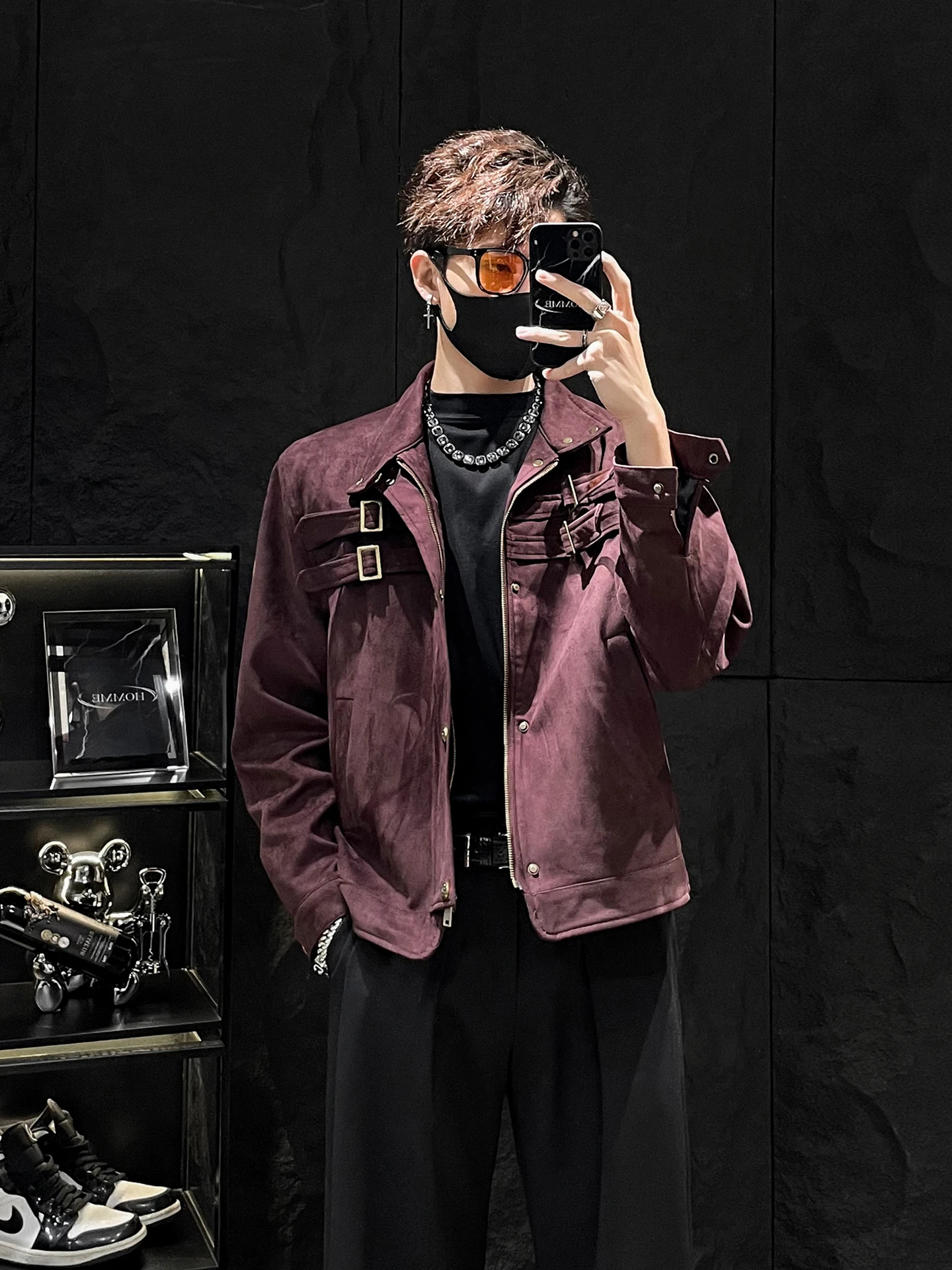 

Замшевая куртка в стиле ретро для мужчин, свободная рабочая одежда, осенне-зимняя верхняя одежда, молодежная модная брендовая зарегистрированная торговая марка