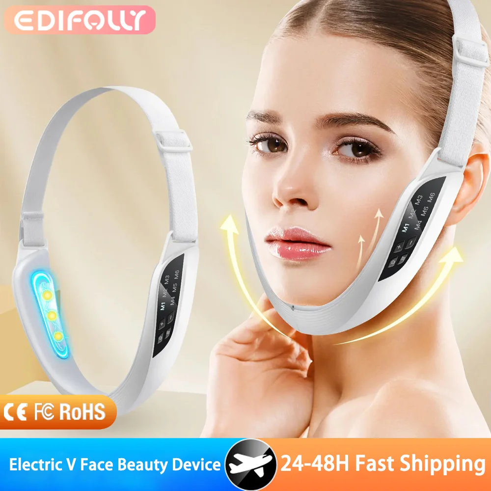Elektrisches V-Gesichtslifting-Schönheitsgerät, 6 Modi, 8 Stufen, EMS, Mikrostrom, straffendes Gesichtsmassagegerät, Doppelkinnentfernung, Hautpflege