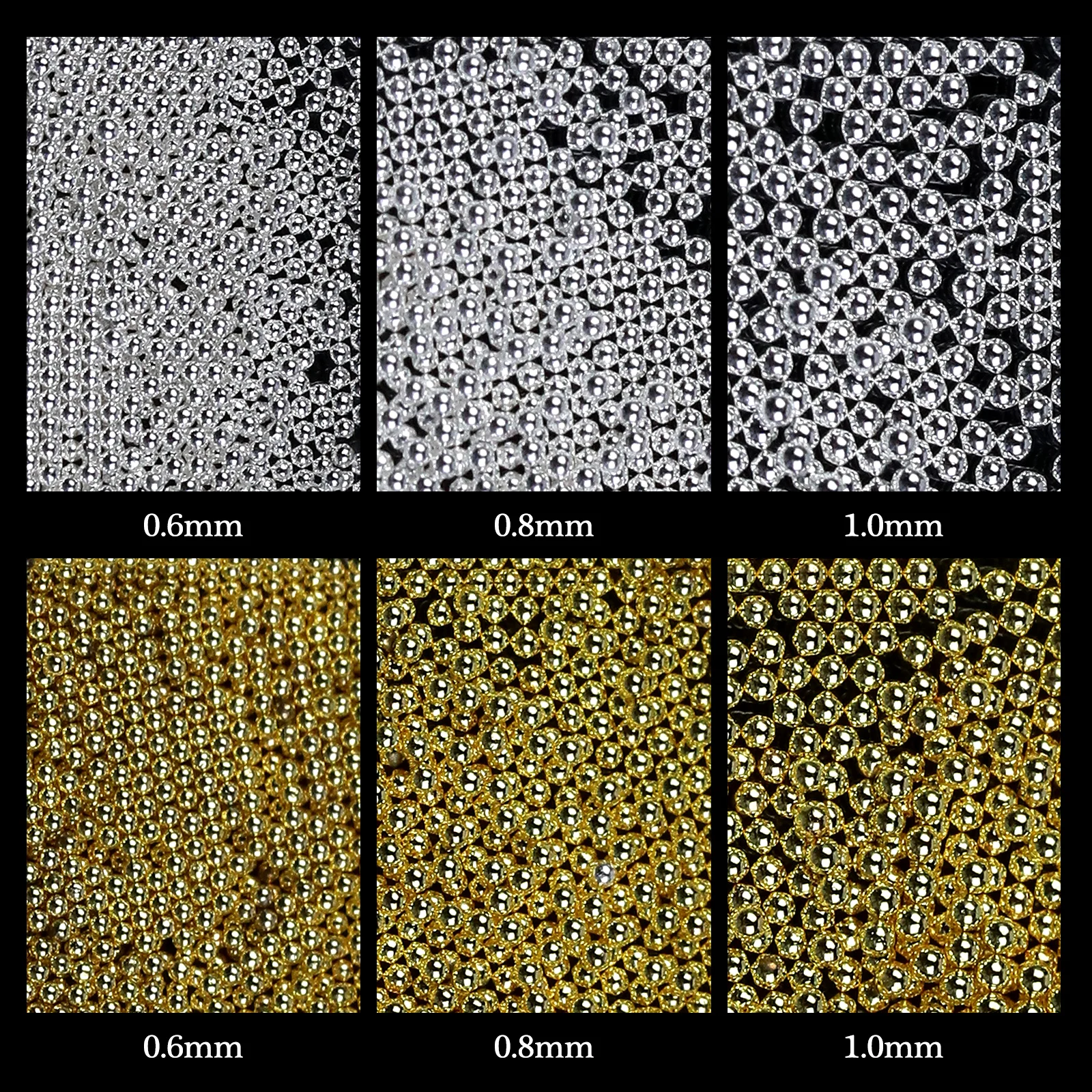 6 griglie mini caviale perline decorazioni per nail art metallo oro/argento micro sfera pendenti per unghie penna magnetica sfera gioielli per nail art fai da te