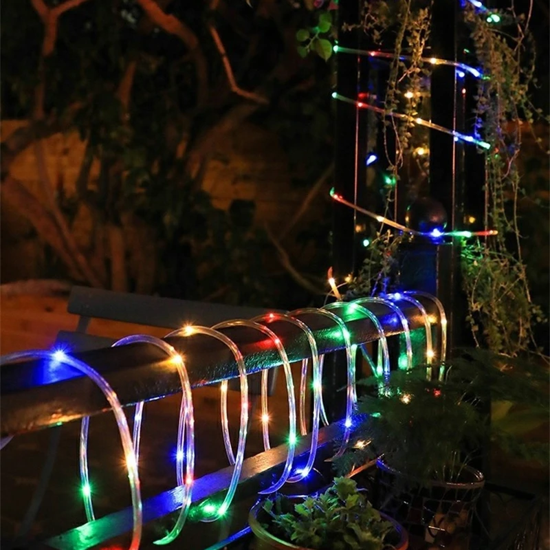 5/10/20m Outdoor LED Solar String Lights Waterproof Hose Garland for Xmas Party Wedding New Year Christmas Tree Decorations