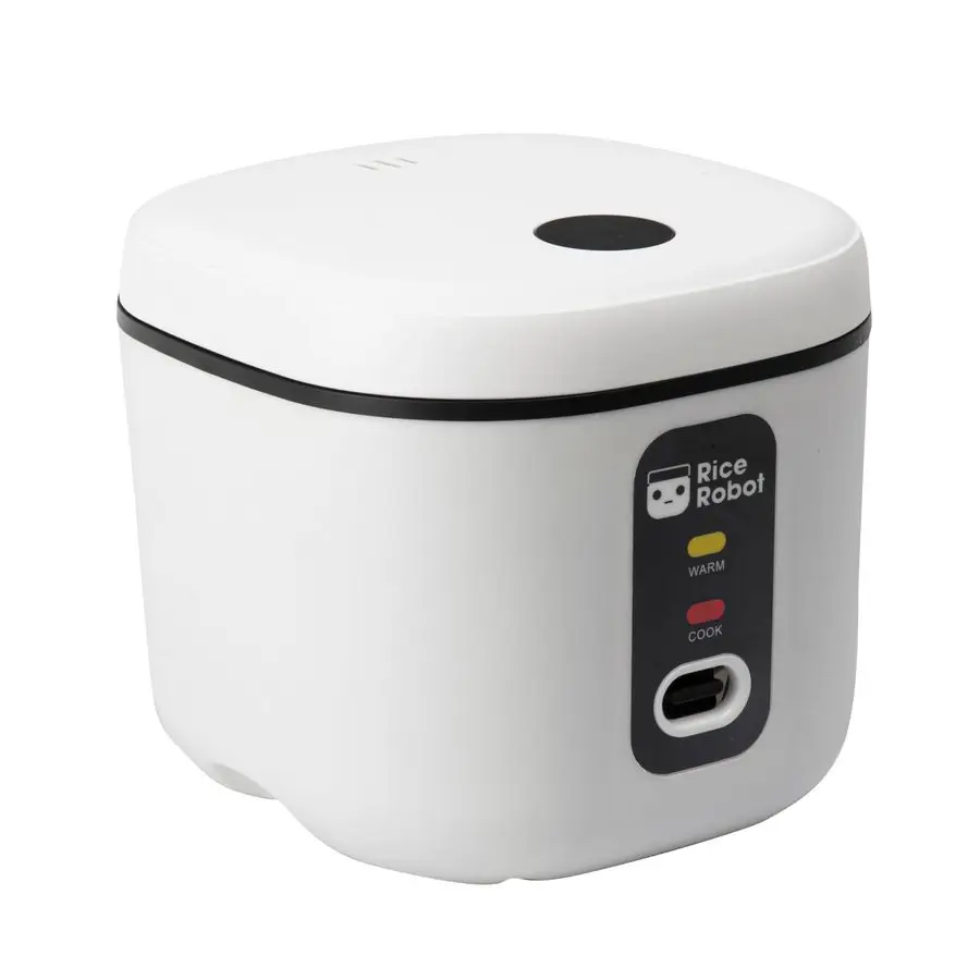 Robot XL Personal Rice Cooker, PFASfree, Nonstick. 2 Quarts Capacity, with Stainless Steel Steamer Tray, Measuring Cups, Recipe