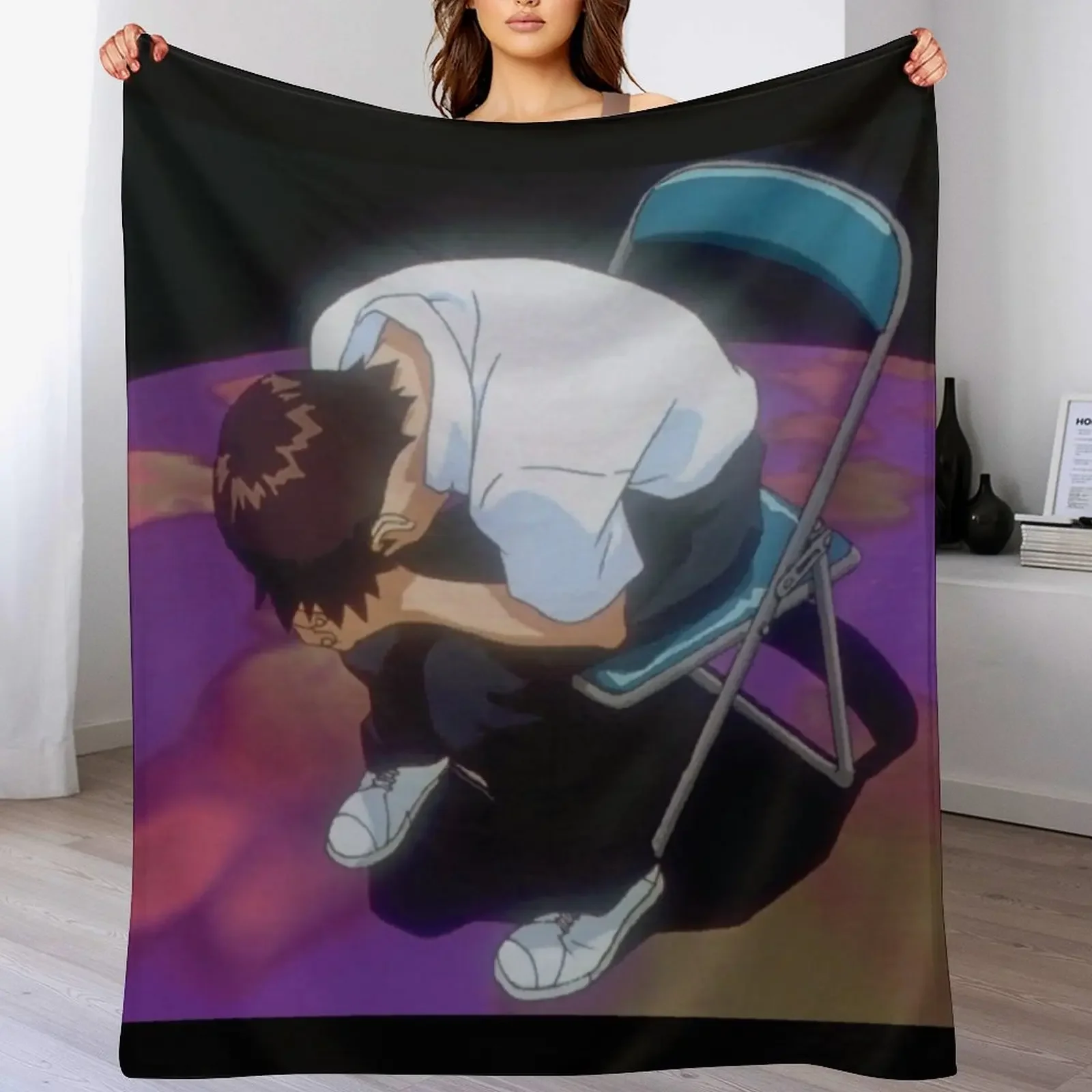 Shinji Crying Throw Blanket Year Round Soft Comfortable Blanket for Home