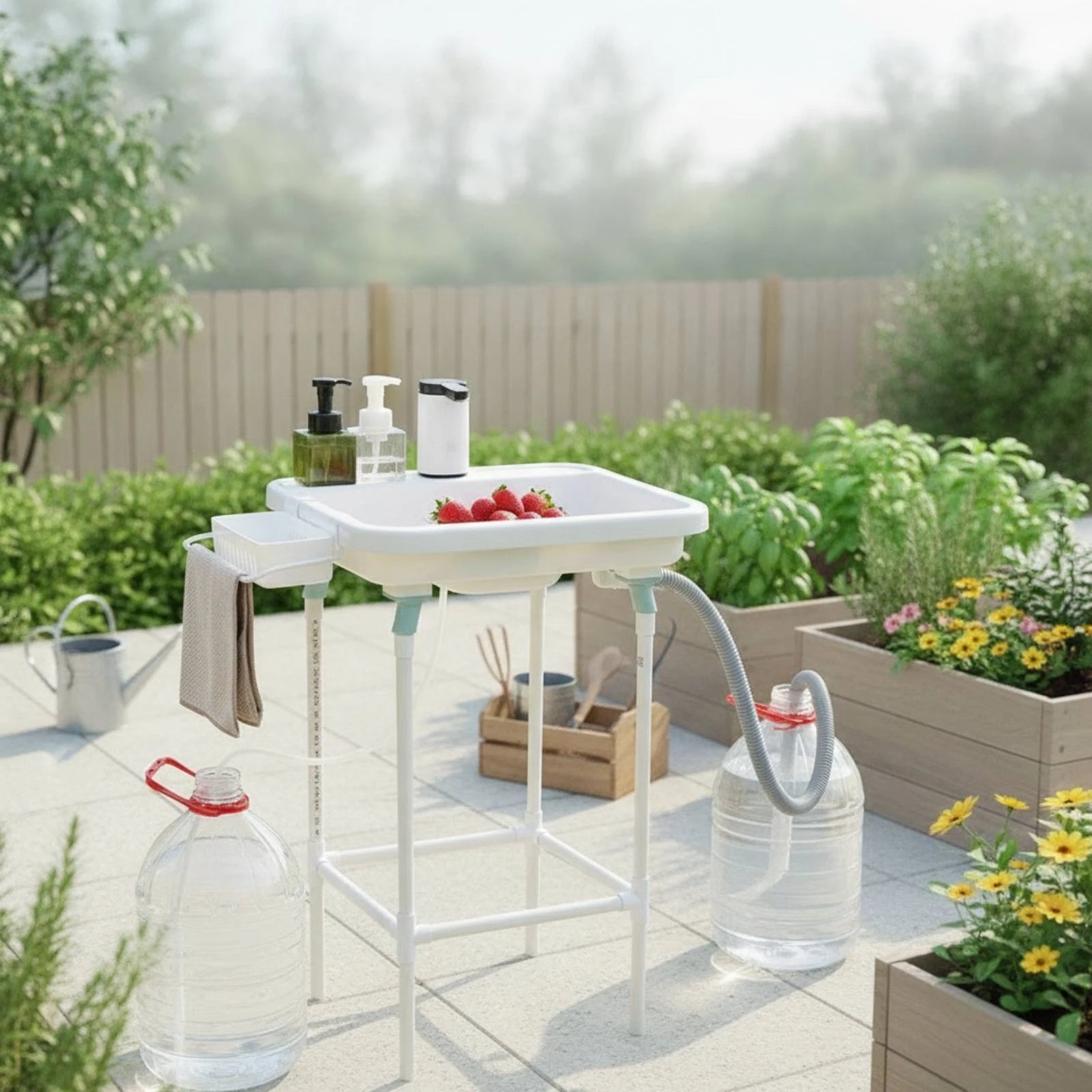 Portable Sink Lightweight Outdoor Sink with Pump Electric Outdoor Sink with Frame for Camping Garden Patio