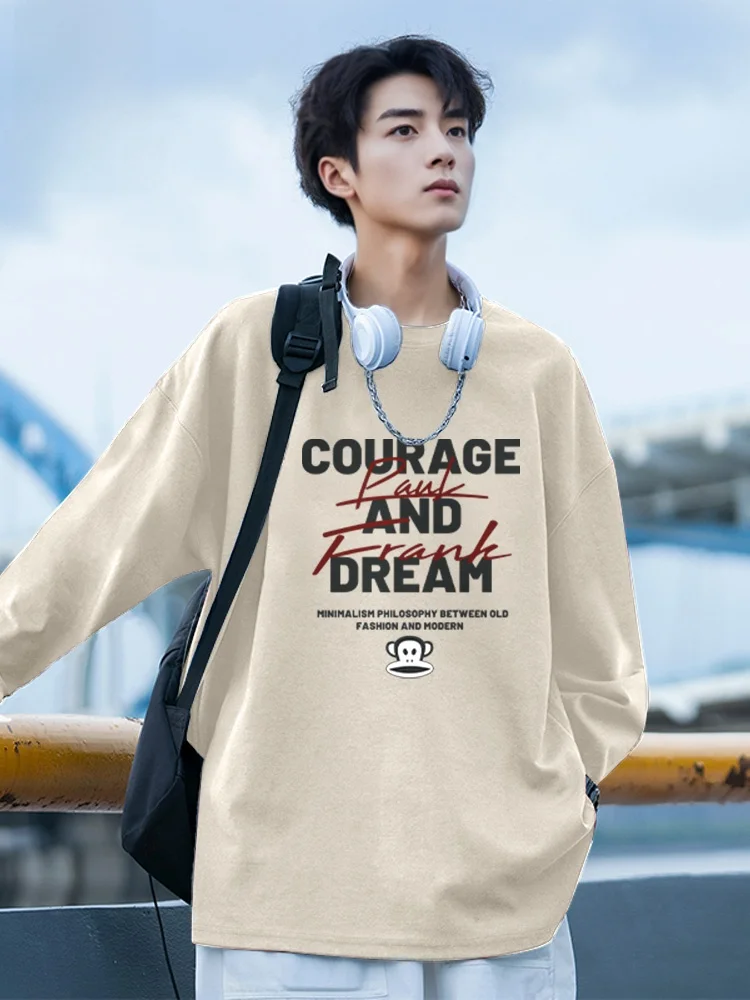 

Мужская футболка с длинным рукавом и принтом, повседневная, удобная, из дышащего хлопка, модная, в американском стиле, с логотипом обезьяны.