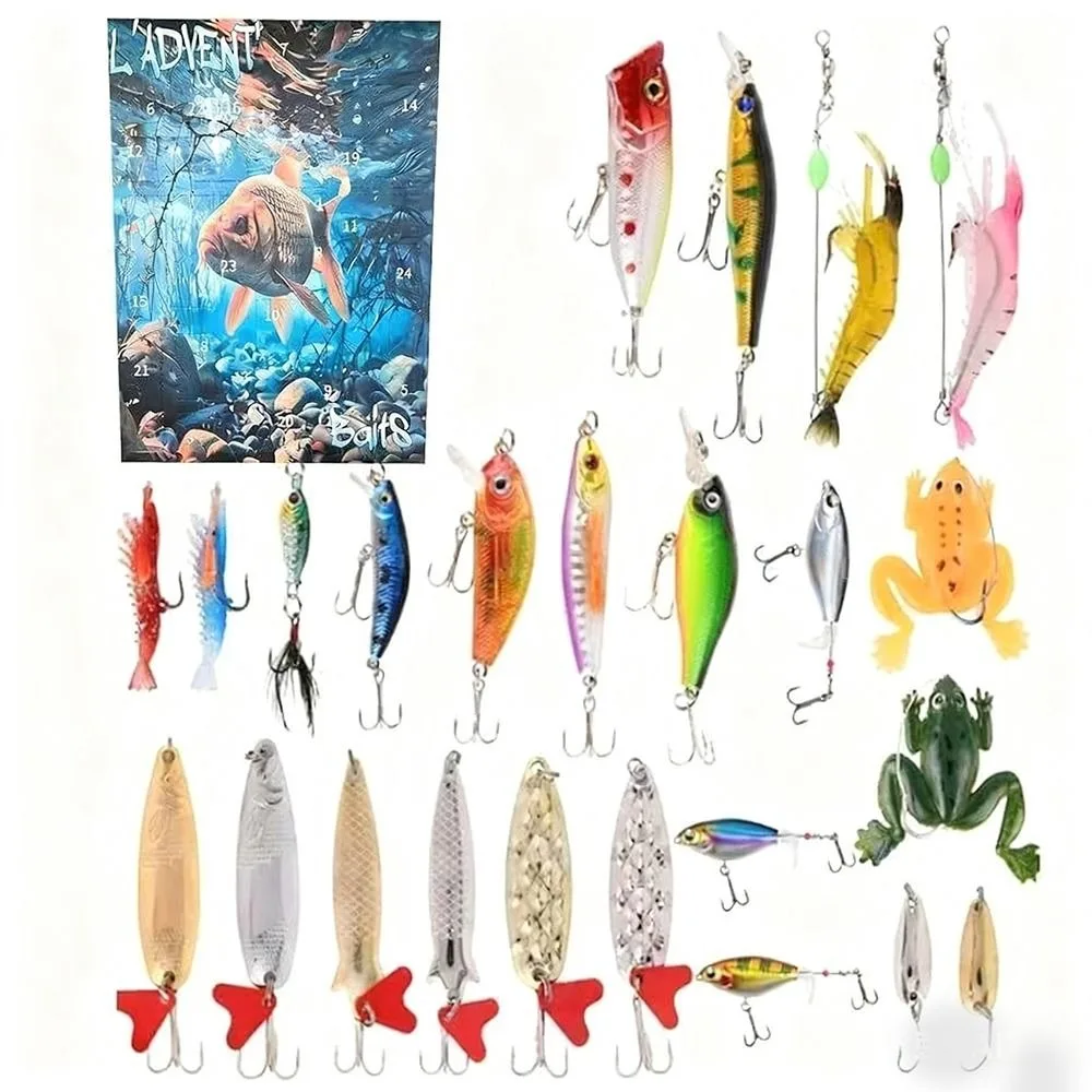 

Practical Tackle Fishing Advent Calendar Realistic Fishing Gear Christmas Fishing Calendar 24 Days Countdown