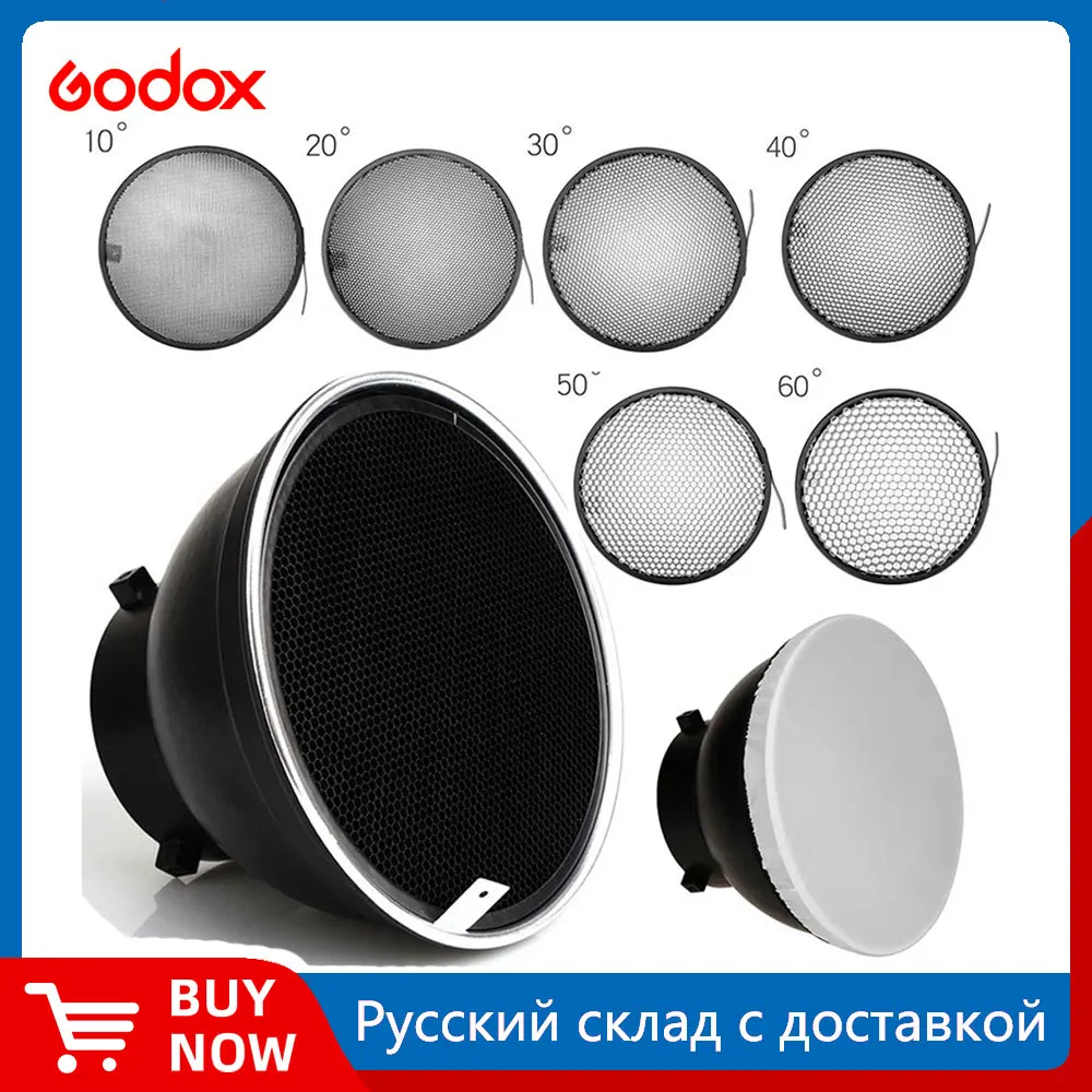 7inch 18cm Standard Reflector Diffuser with 10/20/30/40/50/60 Degree Honeycomb Grid for Bowens Mount Studio Light Strobe Flash