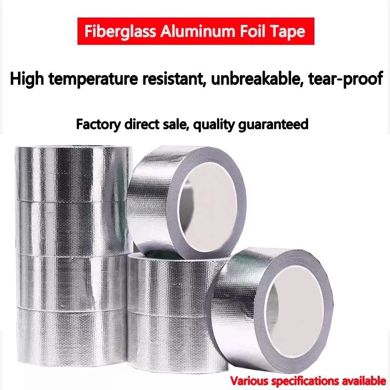 

Thickened fiberglass cloth aluminum foil tape, high-temperature resistant, for insulation, engineering sealing, range hood, heat
