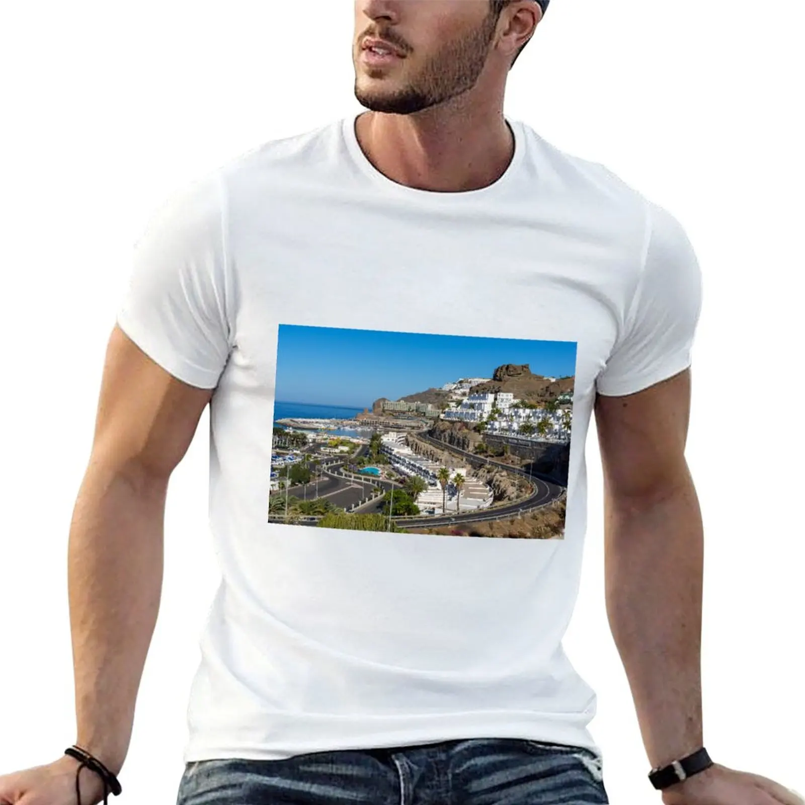Camisas de Playa de algodón Canaria de paquete g para hombre camiseta lisa camiseta negra Puerto Gran en Rico hombres hombre t