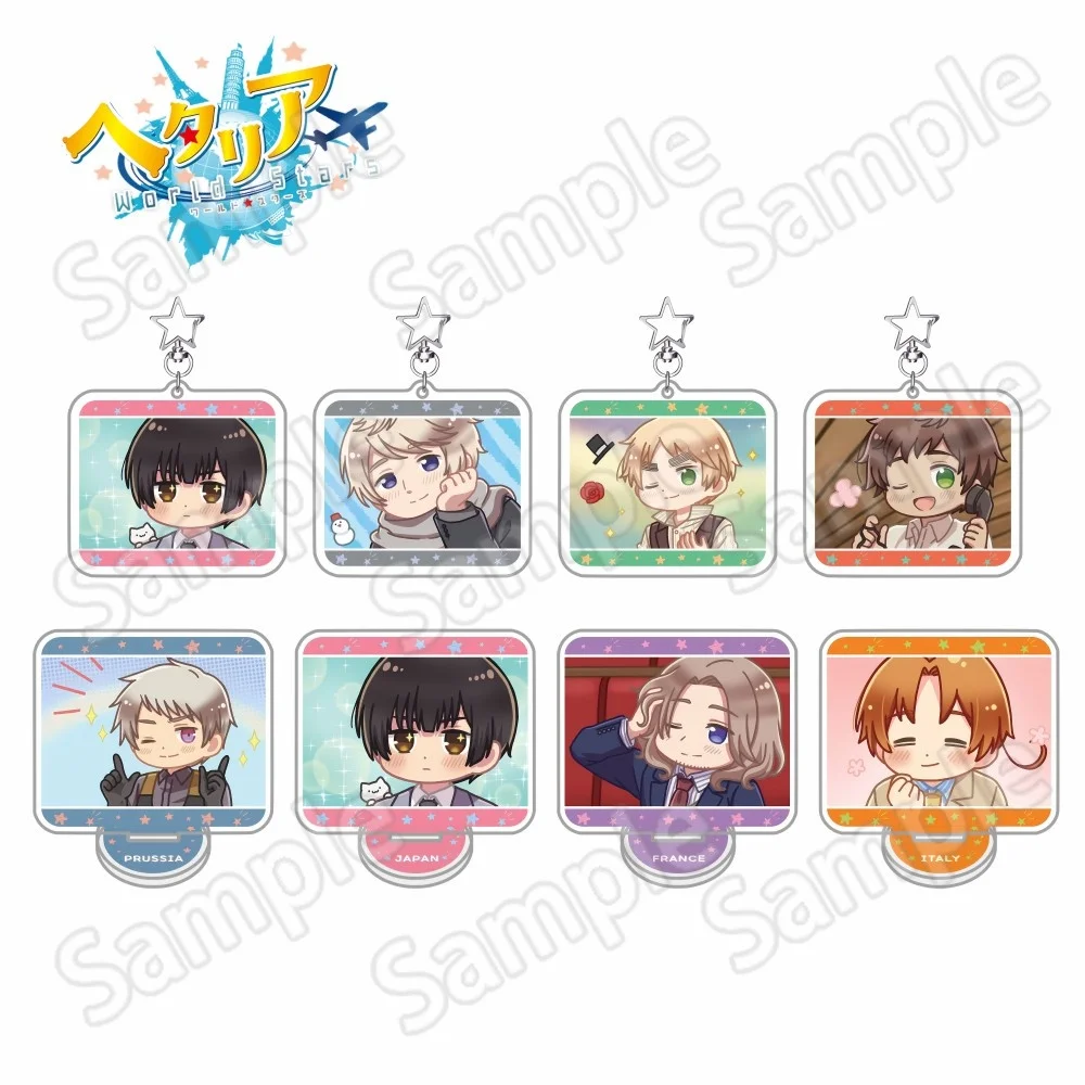 Anime Hetalia World Stars Square 6-10cm Acrylic Stand Keychain China Germany Italy Star Clasp Pendant Desktop Ornament Collectib