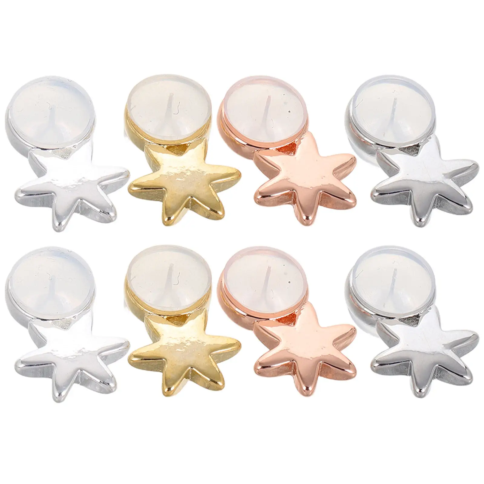 8 unidades de tapas de silicona para pendientes, con forma de estrella hexagonal, cierre seguro, elevadores de pendientes resistentes, previenen la caída de la joya