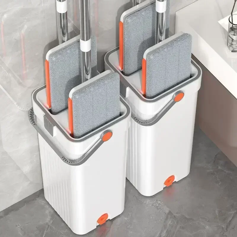 Lazy mop household wet and dry mop one mop clean floor mop hand washing flat mop bucket set