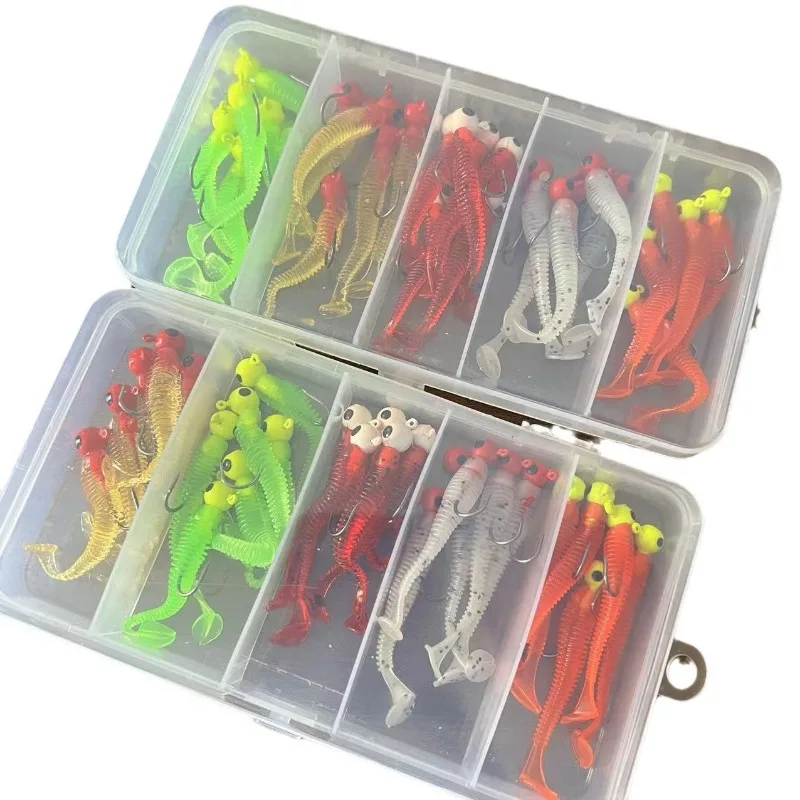 25 Road Ya Fish Bait Set Lead Head Hook T-Tail Combination Catfish Sea Bass Black Fish Bent Mouth Fishing Supplies Fishing Gear view 5