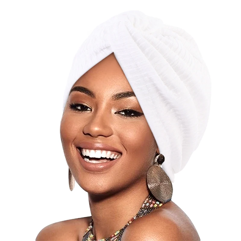 New Women Muslim Twist Turban Cap Wrap Head Scarf Elastic Head Wrap Headwear Bandanas Lady Hair Hats Beanie islamic underscarf