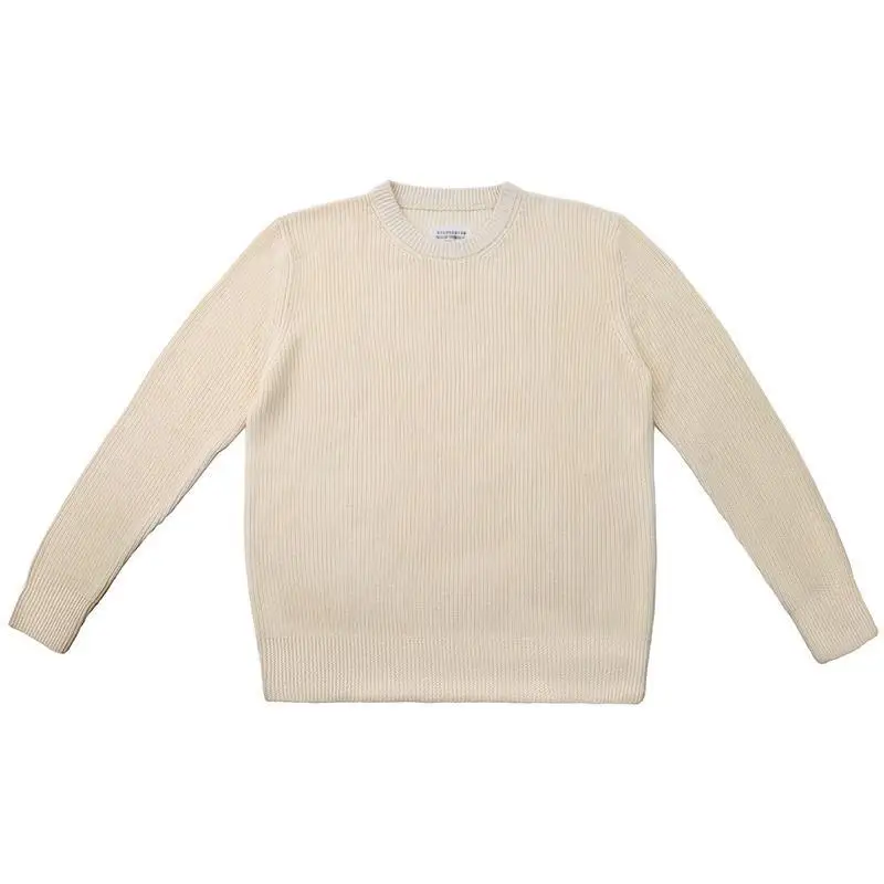 

Wool Knitted Sweater Autumn Winter Thickened Round Neck Pullover Loose Fashion Long Sleeve Trendy Apricot Brown Two-tone Unisex