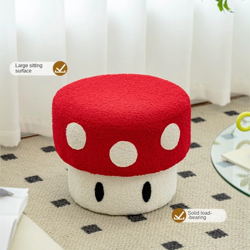 MOMO Creative Mushroom Short Stool Cute Stool Home Sofa Sitting Stool Small Household Entrance Door Shoe Changing Stool