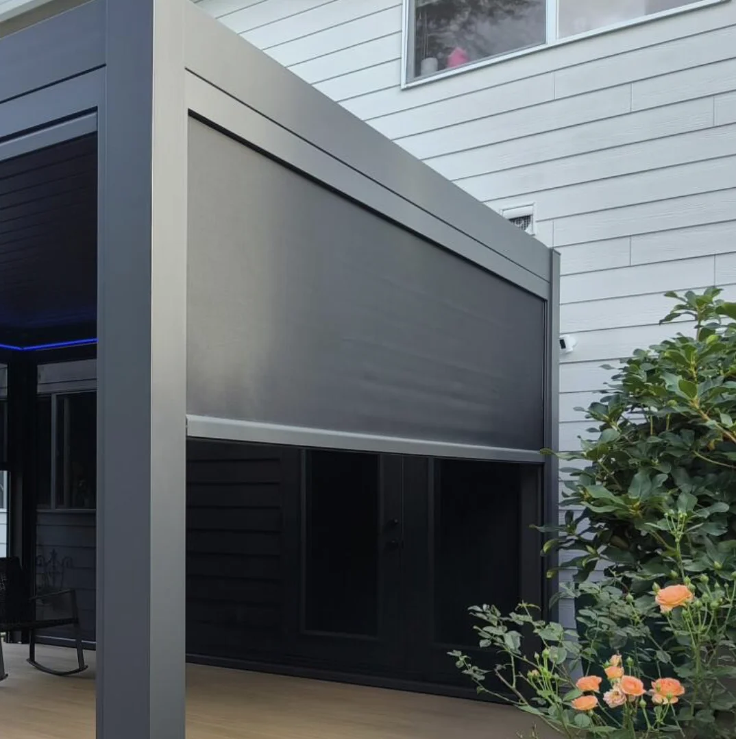 Motorized Outdoor Blinds Wi-Fi Smart Connection Waterproof UV Proof Windproof Custom Size Aluminum Alloy for Patio